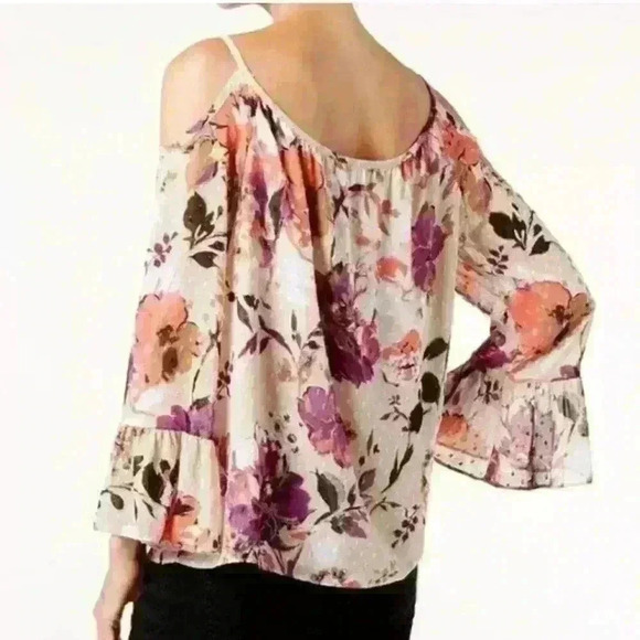 Inc International Concepts Floral Print Cold Shoulder Peasant Blouse, Sz 12; $70 - Picture 2 of 10